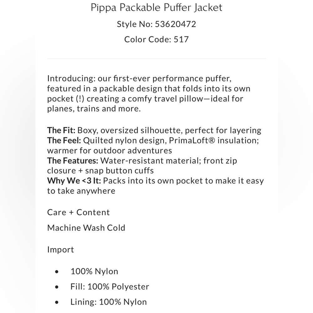 Free People Pippa Packable Puffer Size XL NWT - Picture 5 of 15